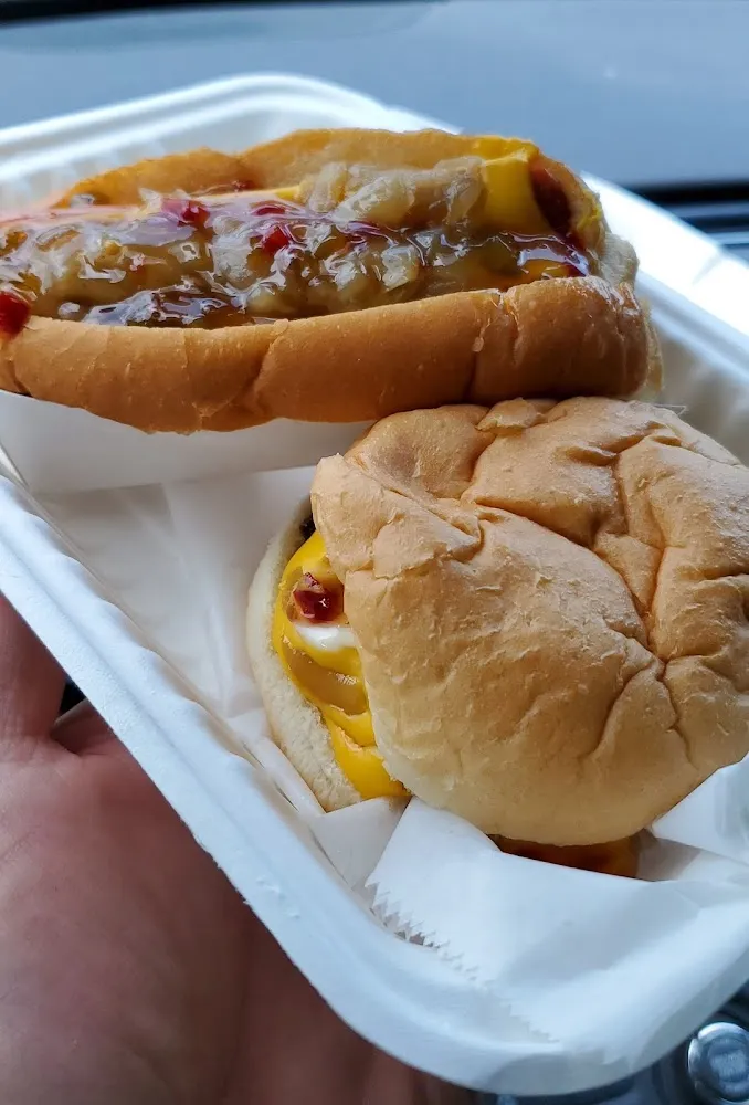 Double Cheeseburger and a Cheese Dog